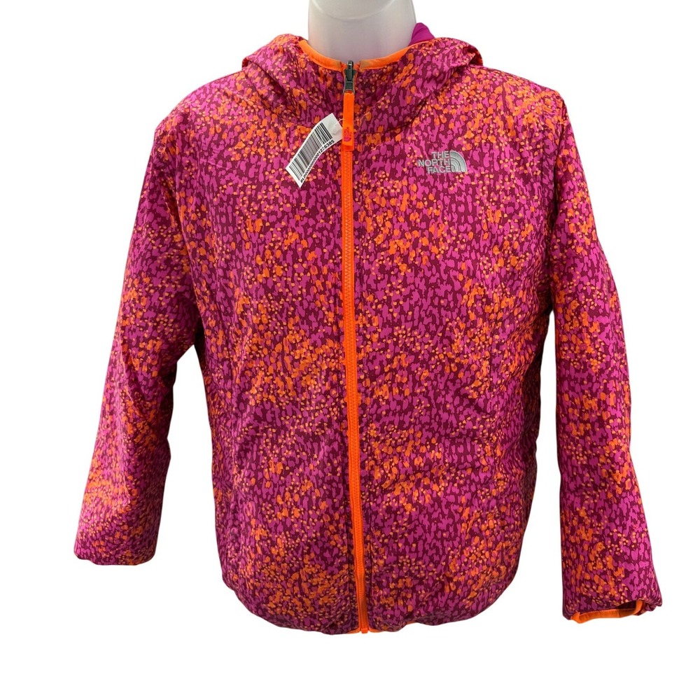 The North Face Girl Reversible Jacket Pink Orange Hooodie Youth XL NEW